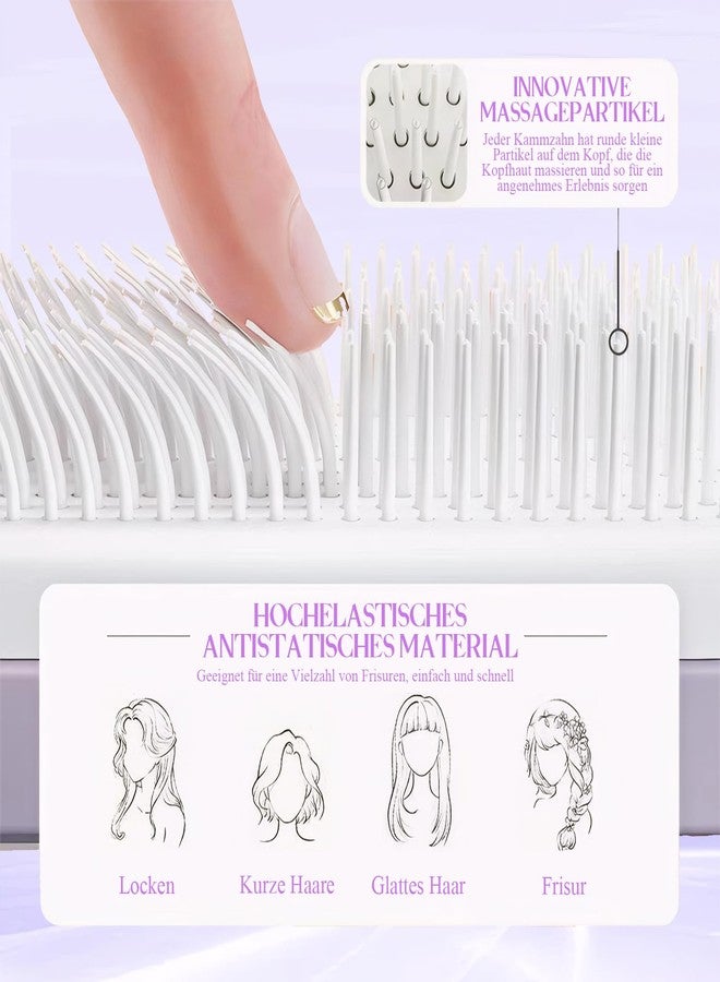 ROBOHOOK Self Cleaning Hair Brush for Women,Retractable Hairbrush Easy Clean,Anti Static Massage Brush,Rotary Telescopic Structure(Roland Purple) - Image 4